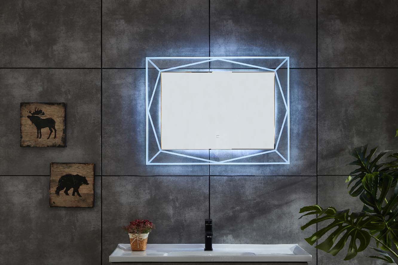 Horizonal Line Copper-free Bathroom LED Mirror With Three Colors