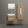 Wall Mounted Bathroom Cabinet Wood Color With 2 Drawers and Side Cabinet