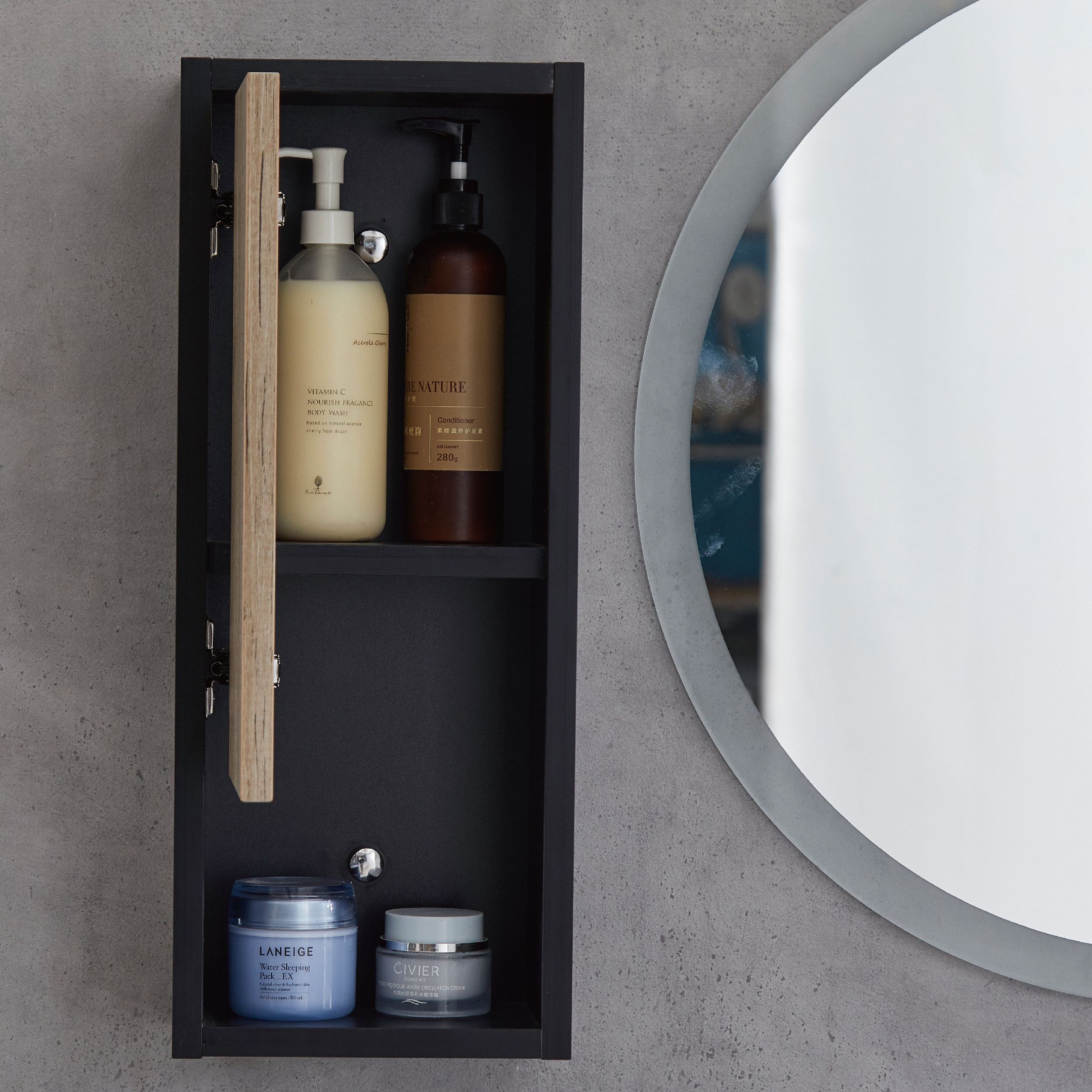 Bathroom Cabinets Wall Mounted Vanity With Black Basin